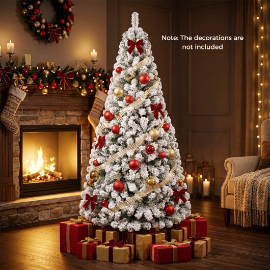 Artificial Snow-Flocked Christmas Tree with Branch Tips-6 ft W2B
