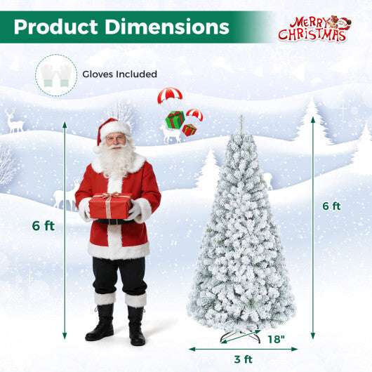 Artificial Snow-Flocked Christmas Tree with Branch Tips-6 ft W2B