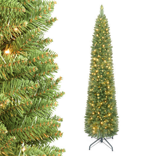 6 FT Pre-Lit Pencil Christmas Tree with 180 Warm White LED Lights W2B