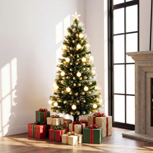 5 FT Pre-Lit Artificial Christmas Tree with Dazzling Optical Fibers W2B
