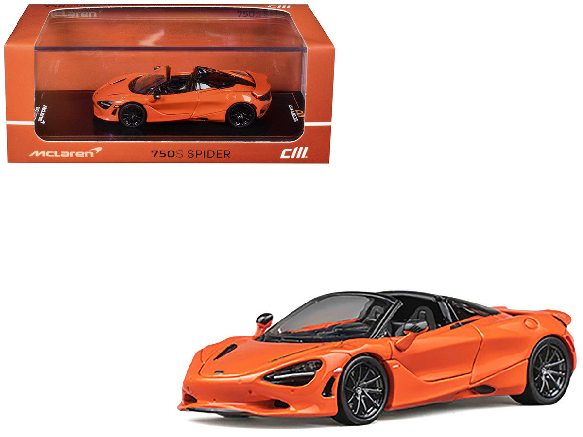 McLaren 750S Spider Orange with Black Accents 1/64 Diecast Model Car by CM Models CM Models