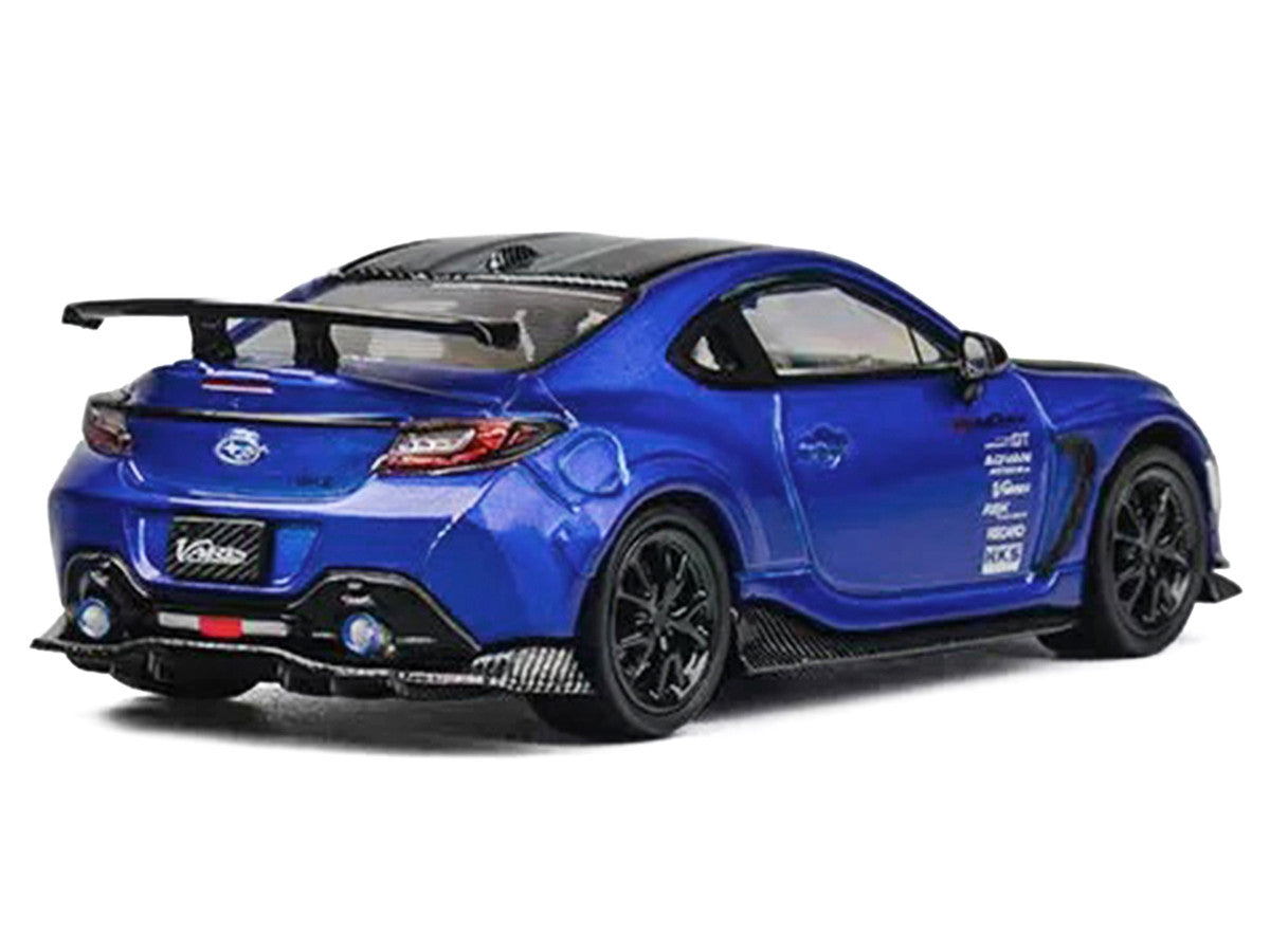 Subaru BRZ Varis Arising-1 RHD (Right Hand Drive) Blue Metallic with Carbon Hood and Top and Extra Wheels 1/64 Diecast Model Car by CM Models CM Models