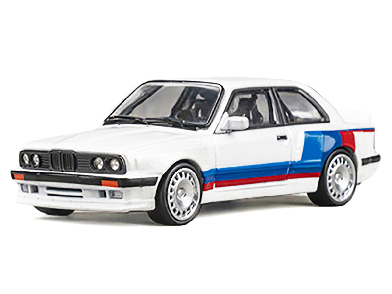 Pandem E30 V1 White with Stripes and Extra Wheels 1/64 Diecast Model Car by CM Models CM Models