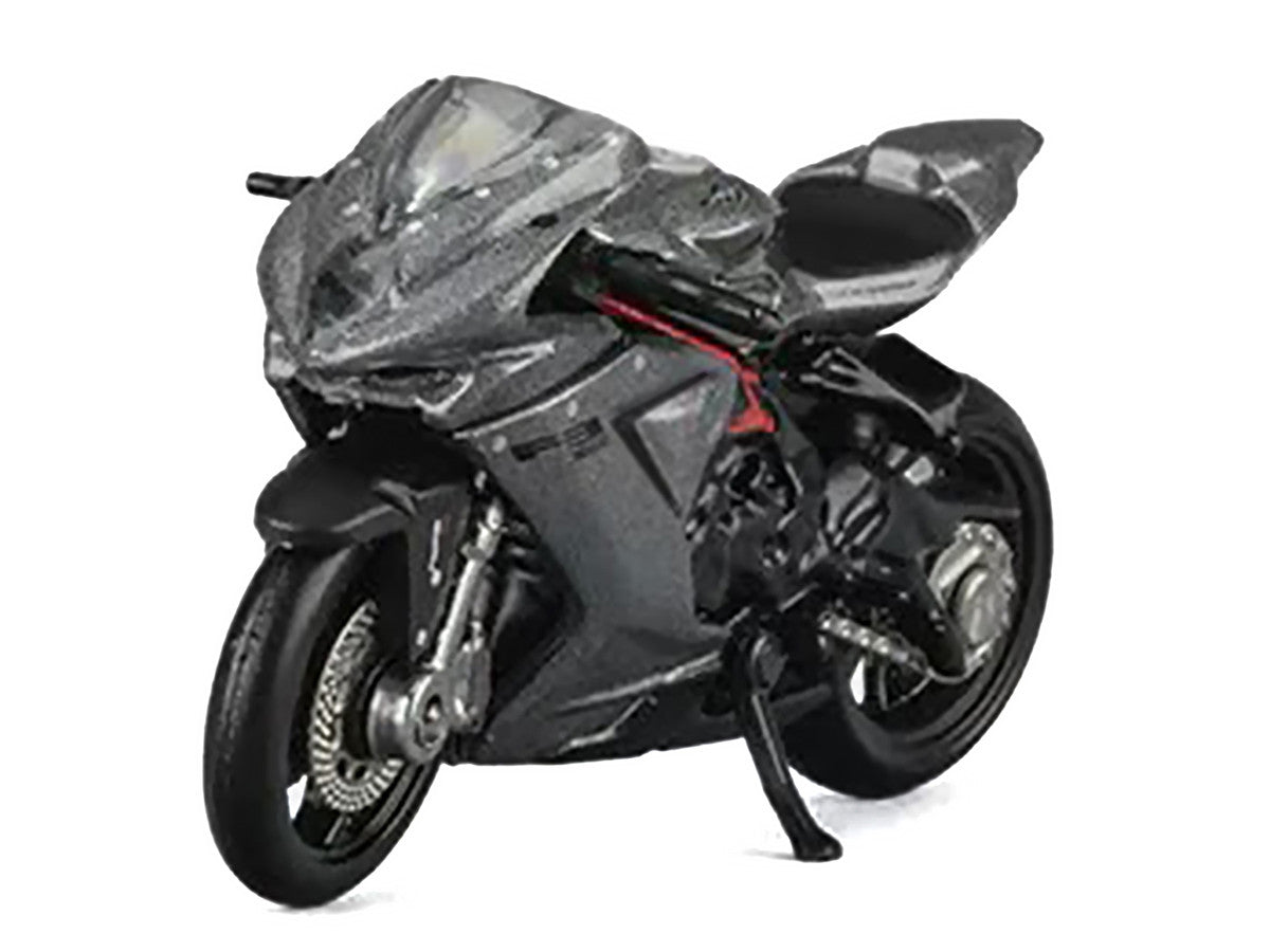 2022 MV Agusta F3 Rosso Motorcycle Silver Metallic with Figure 1/64 Diecast Model by CM Model-1