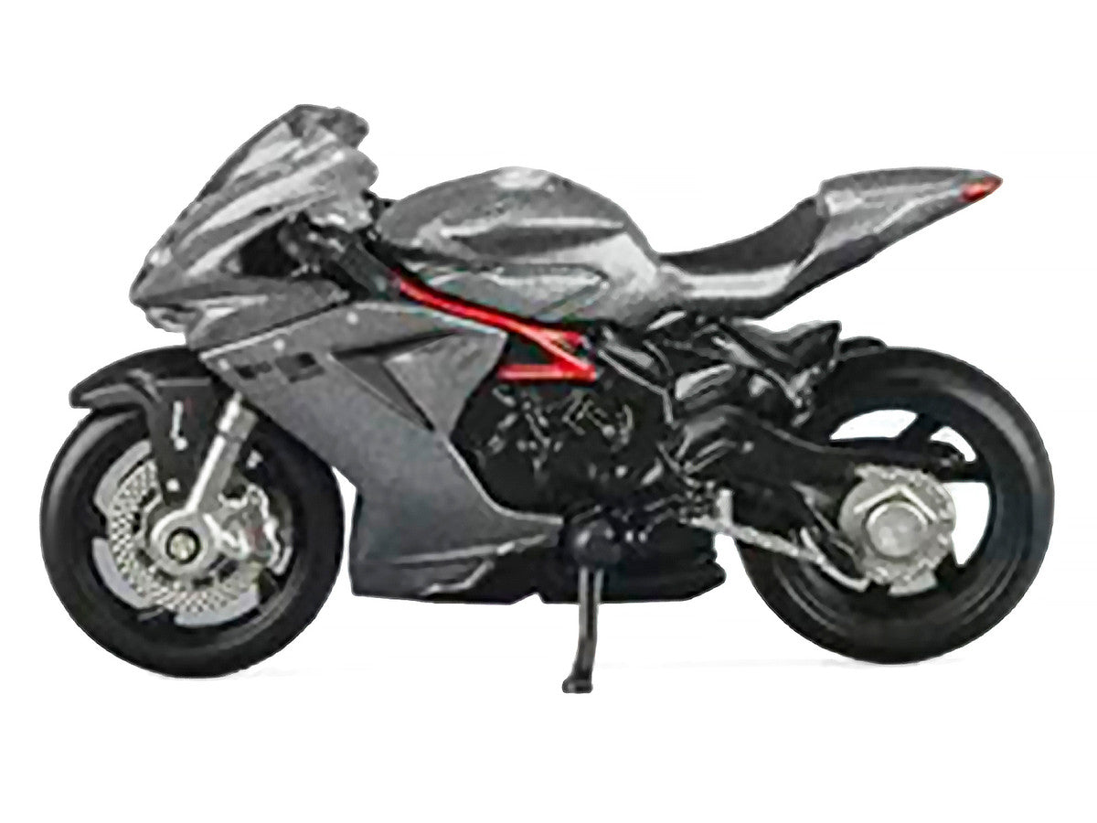 2022 MV Agusta F3 Rosso Motorcycle Silver Metallic with Figure 1/64 Diecast Model by CM Model-3