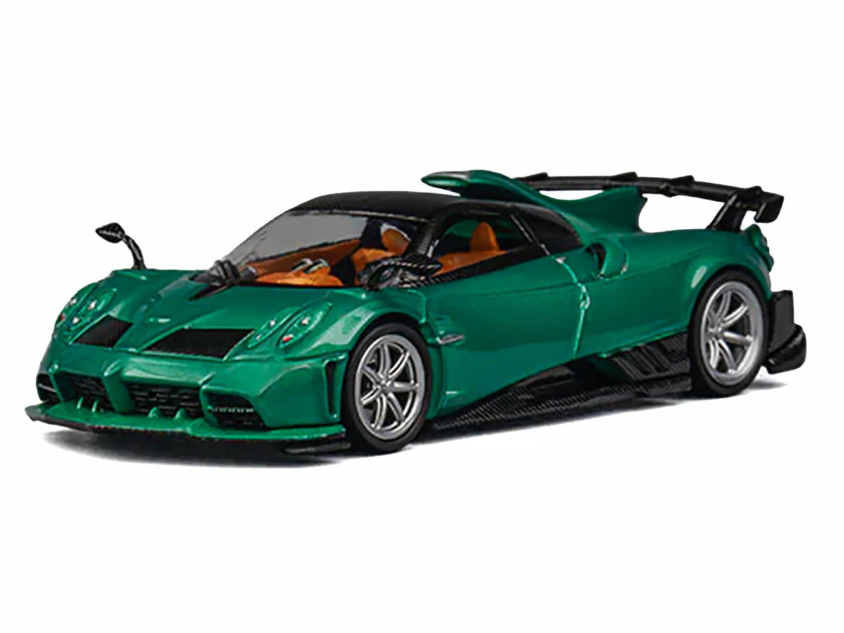 Pagani Imola Emerald Green Metallic with Carbon Top and Extra Wheels 1/64 Diecast Model Car by CM Model-3