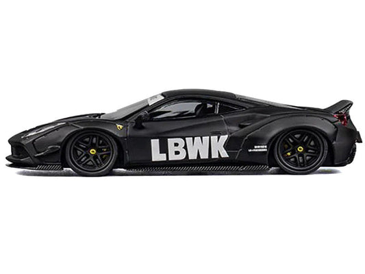 LB Works 488 "LBWK" Matt Black 1/64 Diecast Model Car by CM Model CM Models