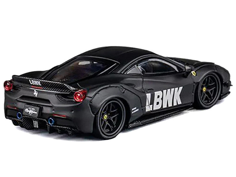 LB Works 488 "LBWK" Matt Black 1/64 Diecast Model Car by CM Model CM Models