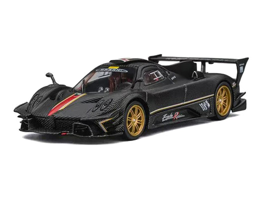 Pagani Zonda Revolucion Carbon with Red and Gold Stripes and Extra Wheels 1/64 Diecast Model Car by CM Models CM Models