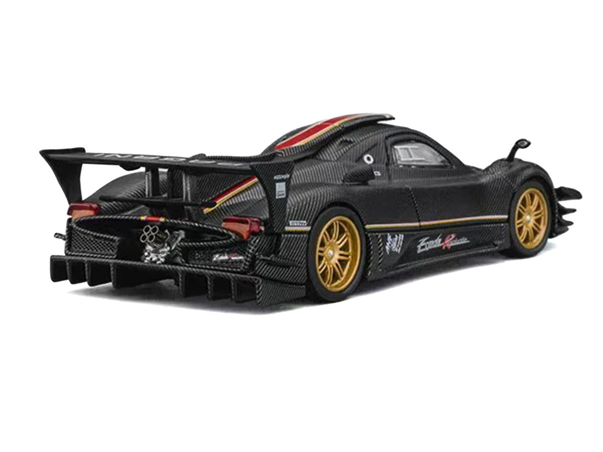 Pagani Zonda Revolucion Carbon with Red and Gold Stripes and Extra Wheels 1/64 Diecast Model Car by CM Models CM Models