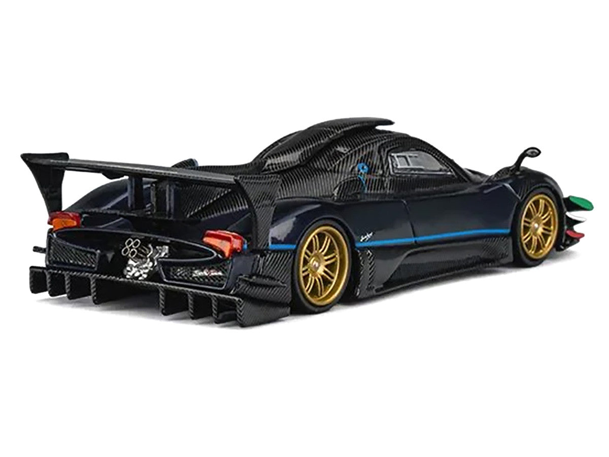 Pagani Zonda Revolucion Dark Blue Metallic and Carbon with Extra Wheels 1/64 Diecast Model Car by CM Model CM Models