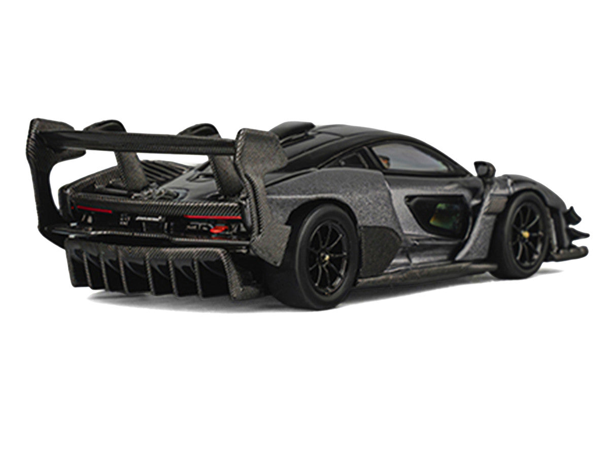 McLaren Senna GTR Dark Gray Metallic with Carbon Hood and Black Top 1/64 Diecast Model Car by CM Model-1