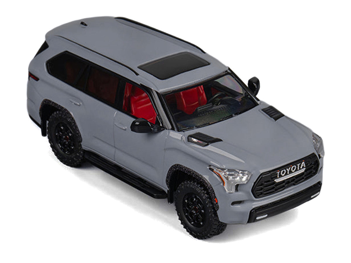 2024 Toyota Sequoia Cement Gray with Red Interior 1/64 Diecast Model Car by CM Models CM Models