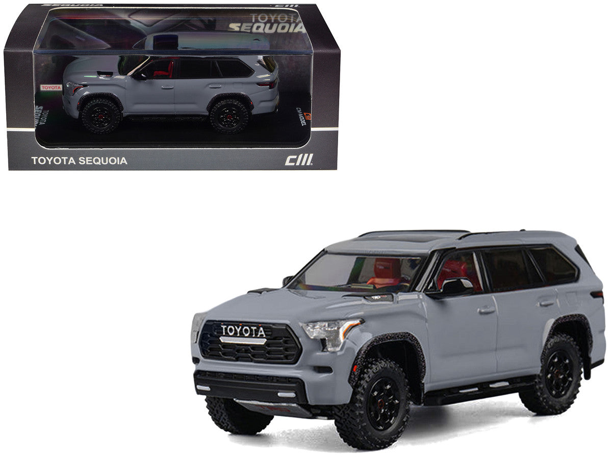 2024 Toyota Sequoia Cement Gray with Red Interior 1/64 Diecast Model Car by CM Models CM Models
