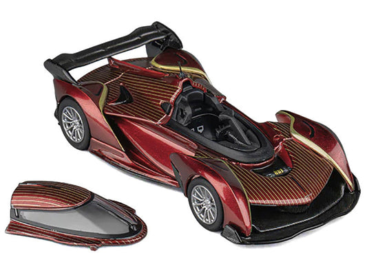 McLaren Solus GT Wine Red Metallic with Gold Stripes 1/64 Diecast Model Car by CM Model CM Models