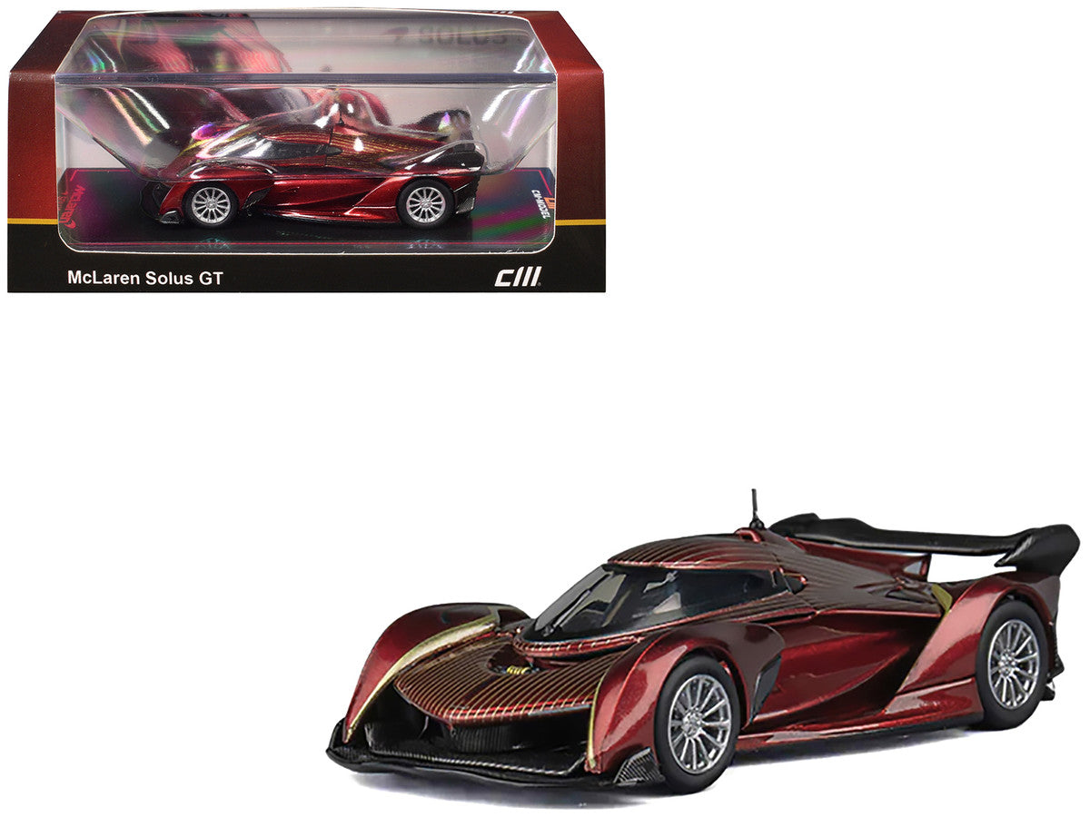 McLaren Solus GT Wine Red Metallic with Gold Stripes 1/64 Diecast Model Car by CM Model CM Models