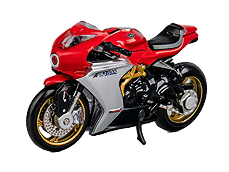MV Agusta Superveloce 800 Motorcycle Red and Silver with Figure 1/64 Diecast Model by CM Model CM Models