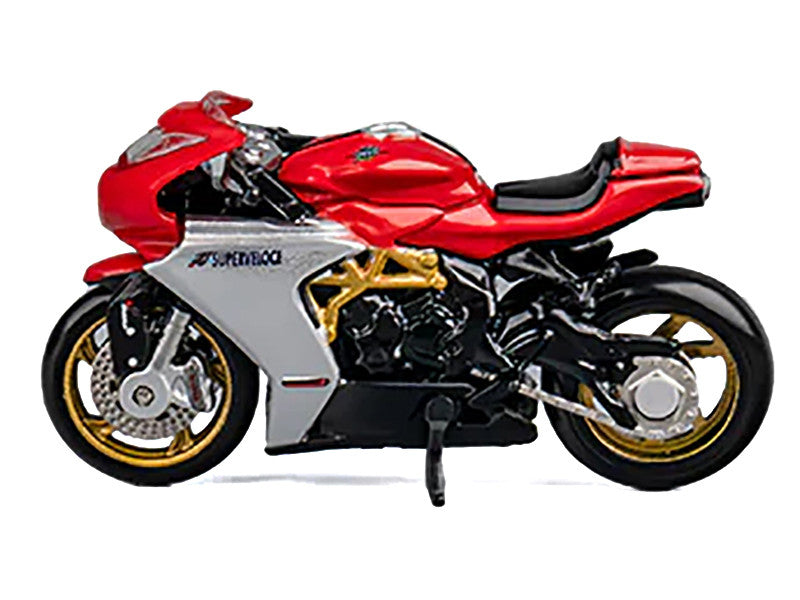 MV Agusta Superveloce 800 Motorcycle Red and Silver with Figure 1/64 Diecast Model by CM Model CM Models