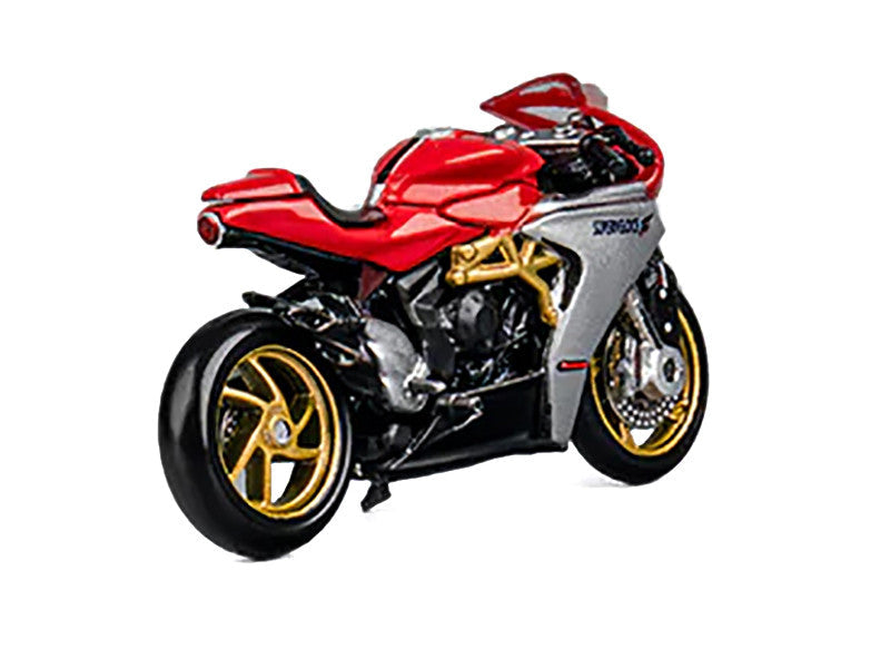 MV Agusta Superveloce 800 Motorcycle Red and Silver with Figure 1/64 Diecast Model by CM Model CM Models
