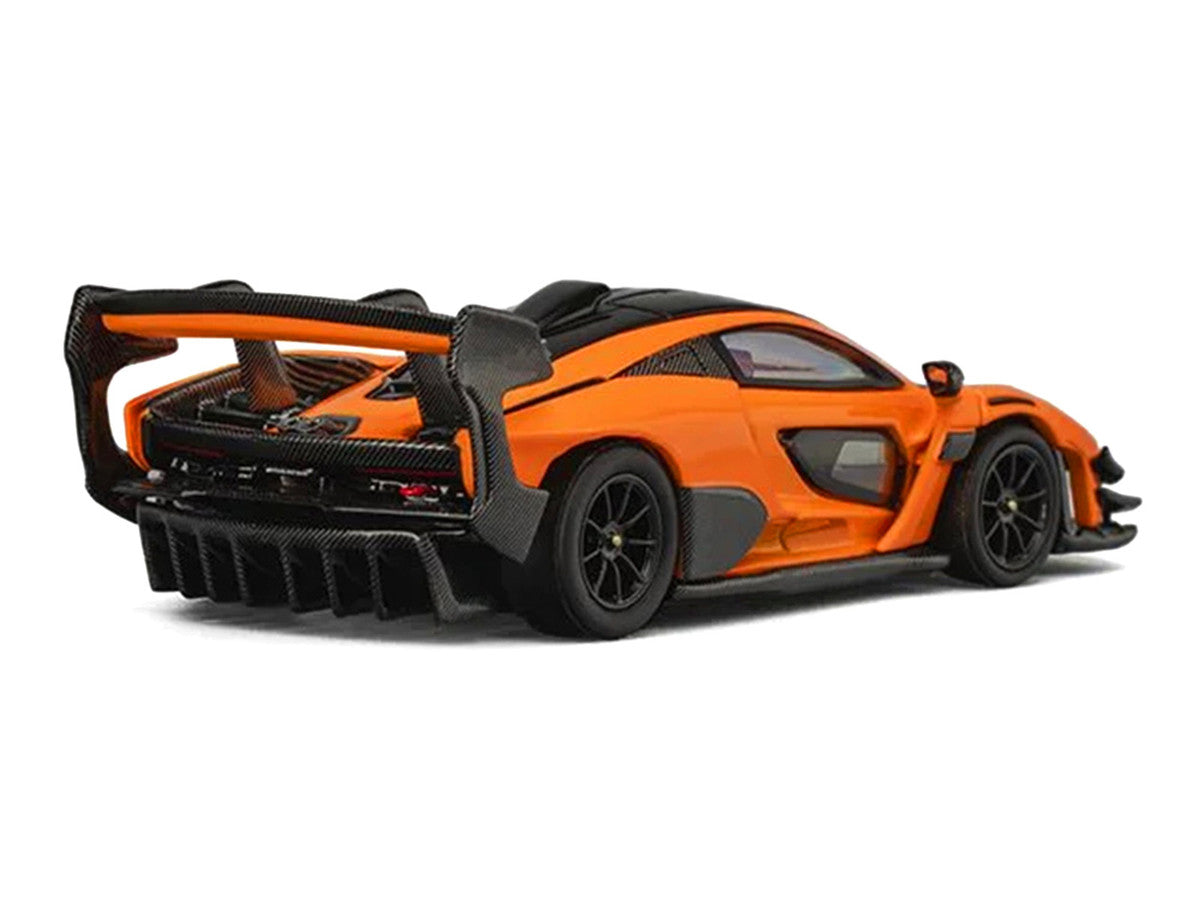 McLaren Senna GTR Orange Metallic with Carbon Hood and Black Top 1/64 Diecast Model Car by CM Model-3