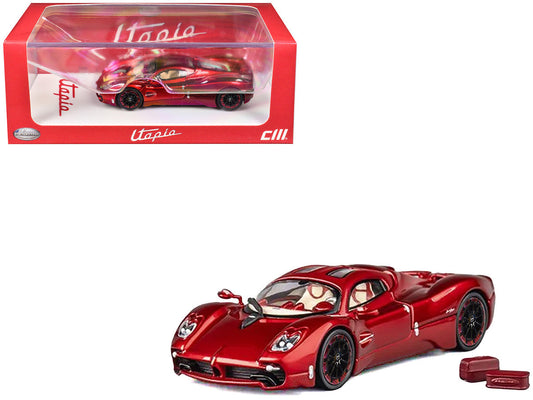 Pagani Utopia Red Metallic with Red Carbon Top 1/64 Diecast Model Car by CM Model CM Models