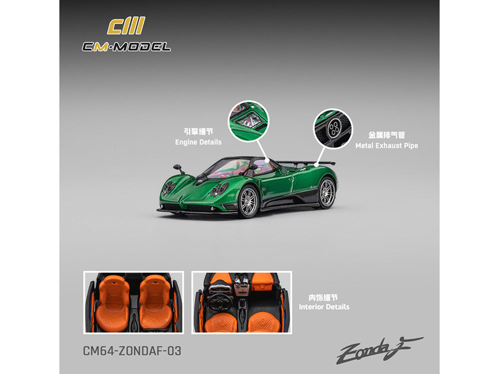 Pagani Zonda F Emerald Green Metallic with Moonroof 1/64 Diecast Model Car by CM Models CM Models