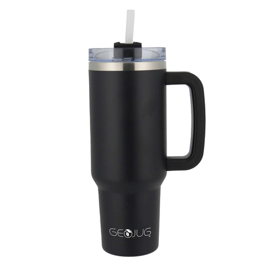 Brentwood GEOJUG 40oz Insulated Stainless Steel Tumbler Cup in Black with Handle W2B