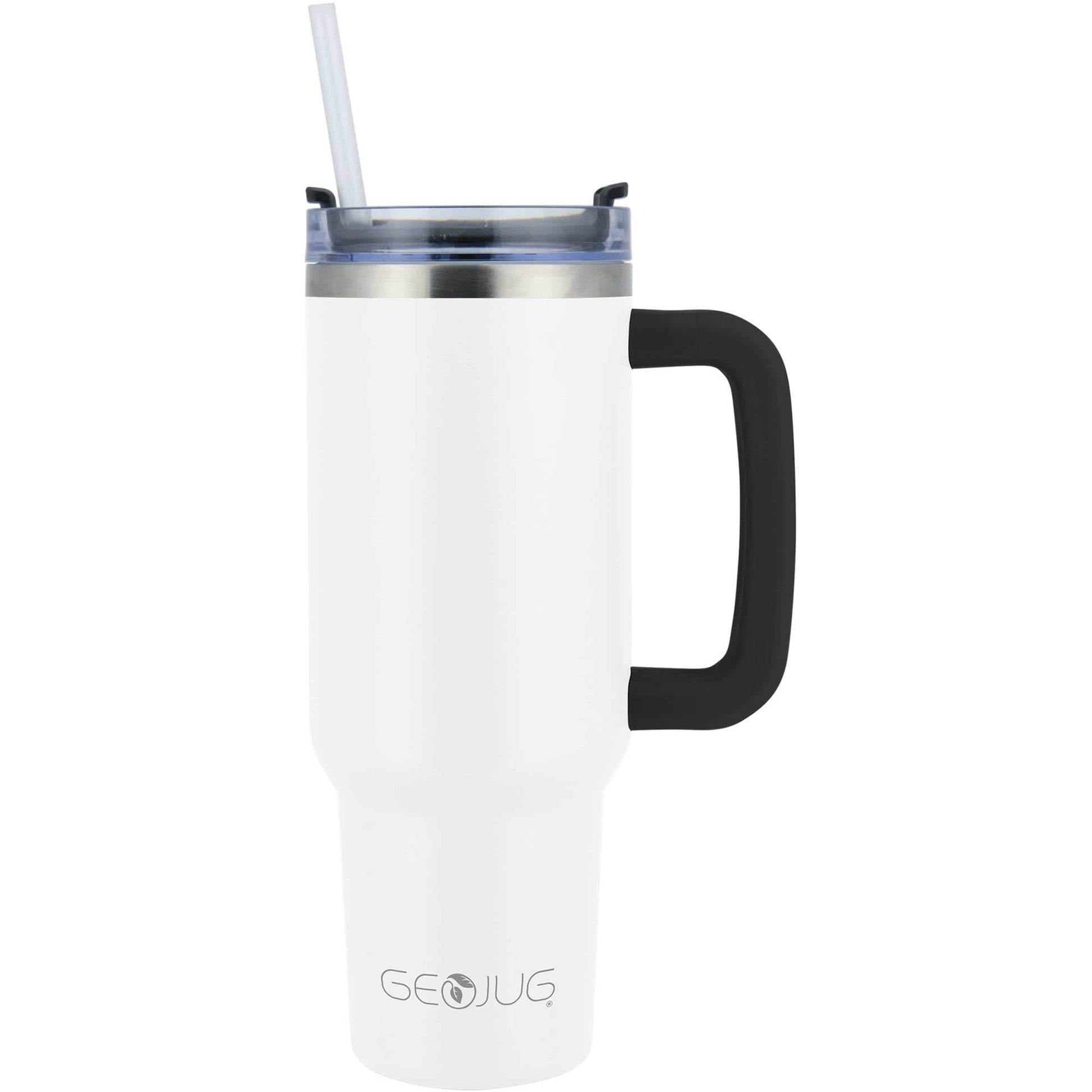 Brentwood GEOJUG 40oz Insulated Stainless Steel Tumbler Cup in Cream with Handle W2B