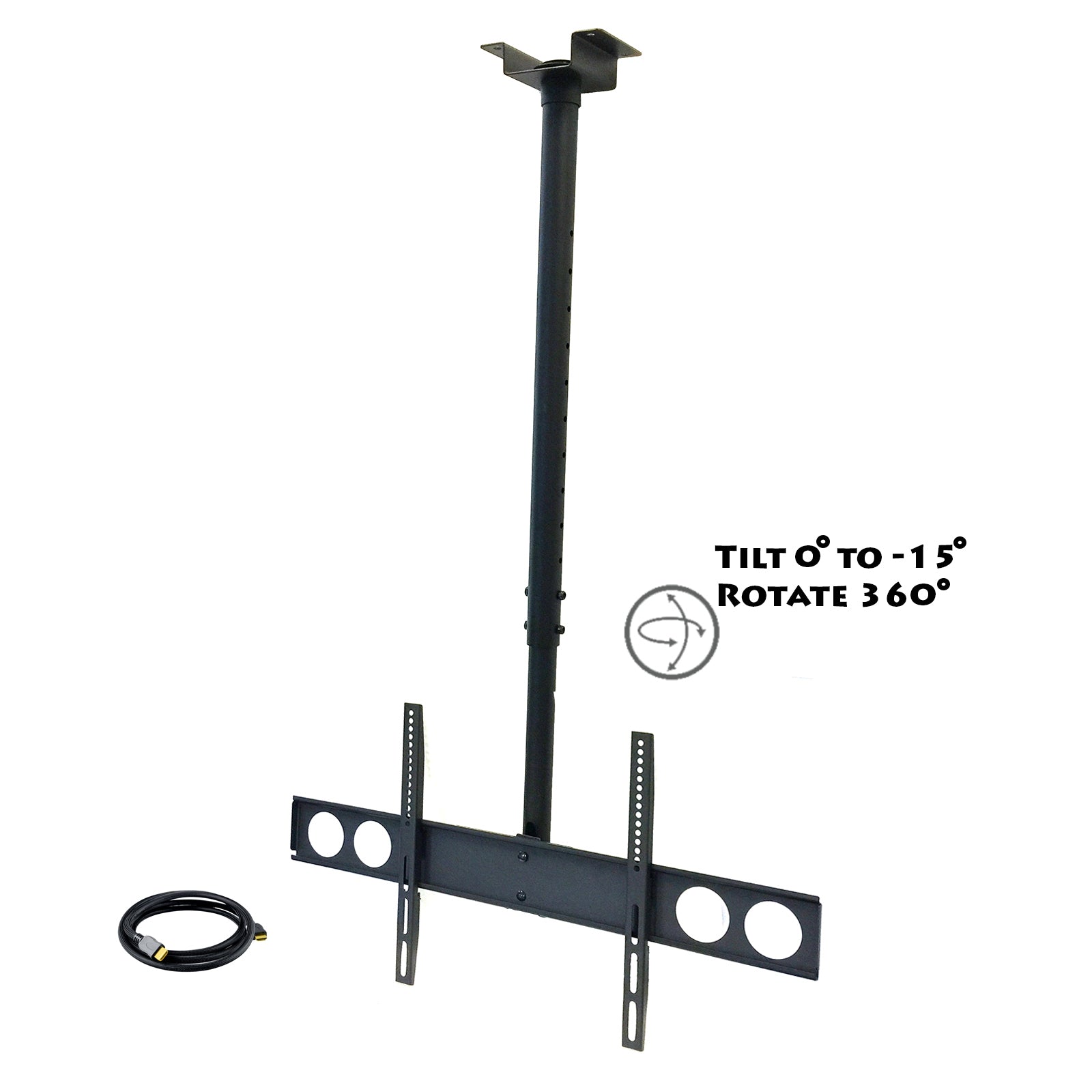 MegaMounts Heavy Duty Tilting Ceiling Televeision Mount for 37" to 70" LCD, LED and Plasma Televisions with HDMI Cable W2B