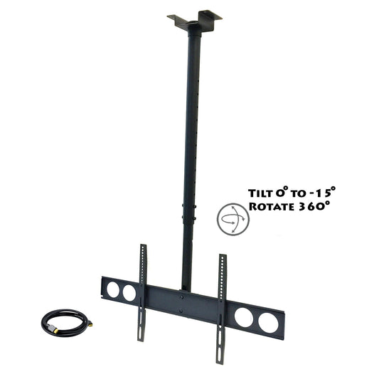 MegaMounts Heavy Duty Tilting Ceiling Televeision Mount for 37" to 70" LCD, LED and Plasma Televisions with HDMI Cable W2B