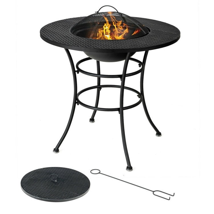 4 in 1 Fire Pit, Grill Cooking BBQ Grate, Ice Bucket, Dining Table FastFurnishings