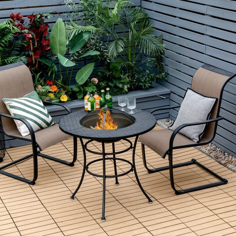 4 in 1 Fire Pit, Grill Cooking BBQ Grate, Ice Bucket, Dining Table FastFurnishings