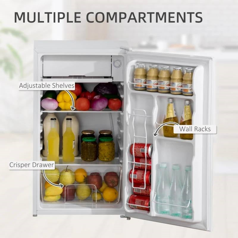 Compact Refrigerator Mini Fridge/Freezer 3.2 Cu.Ft, White FastFurnishings