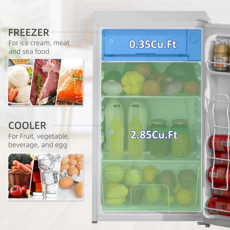 Compact Refrigerator Mini Fridge/Freezer 3.2 Cu.Ft, White FastFurnishings