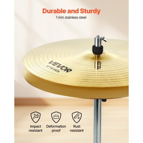 Cymbal Pack, 6 Pieces Cymbals for Drum Set, Alloy Cymbals Drum Set Includes 14-inch Hi-Hats, 16-inch Crash, 18-inch Crash, 20-inch Ride, 10-inch Splash, 16-inch China, Drumsticks & Cymbal Bag W2B