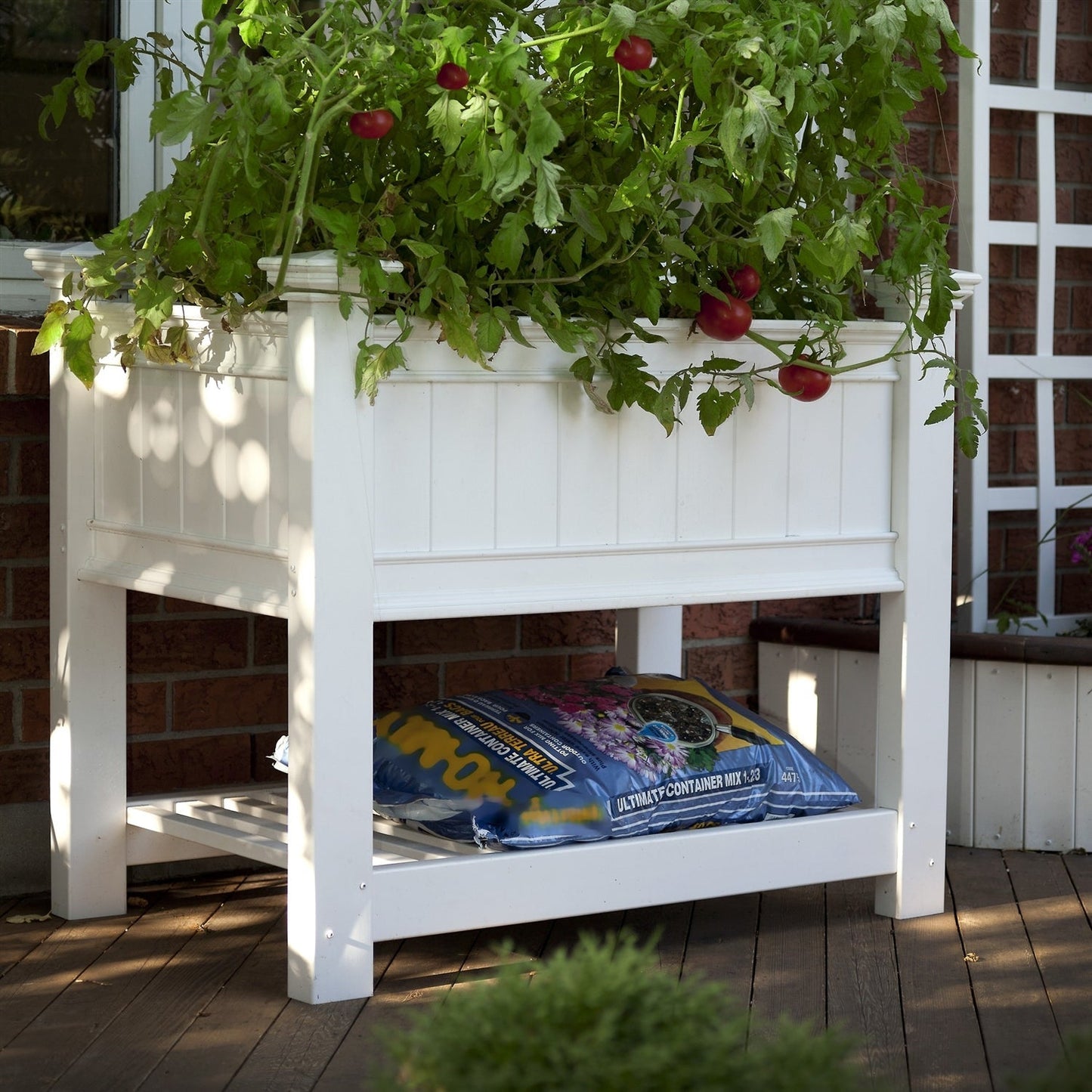 Elevated Planter Raised Grow Bed in White Vinyl FastFurnishings