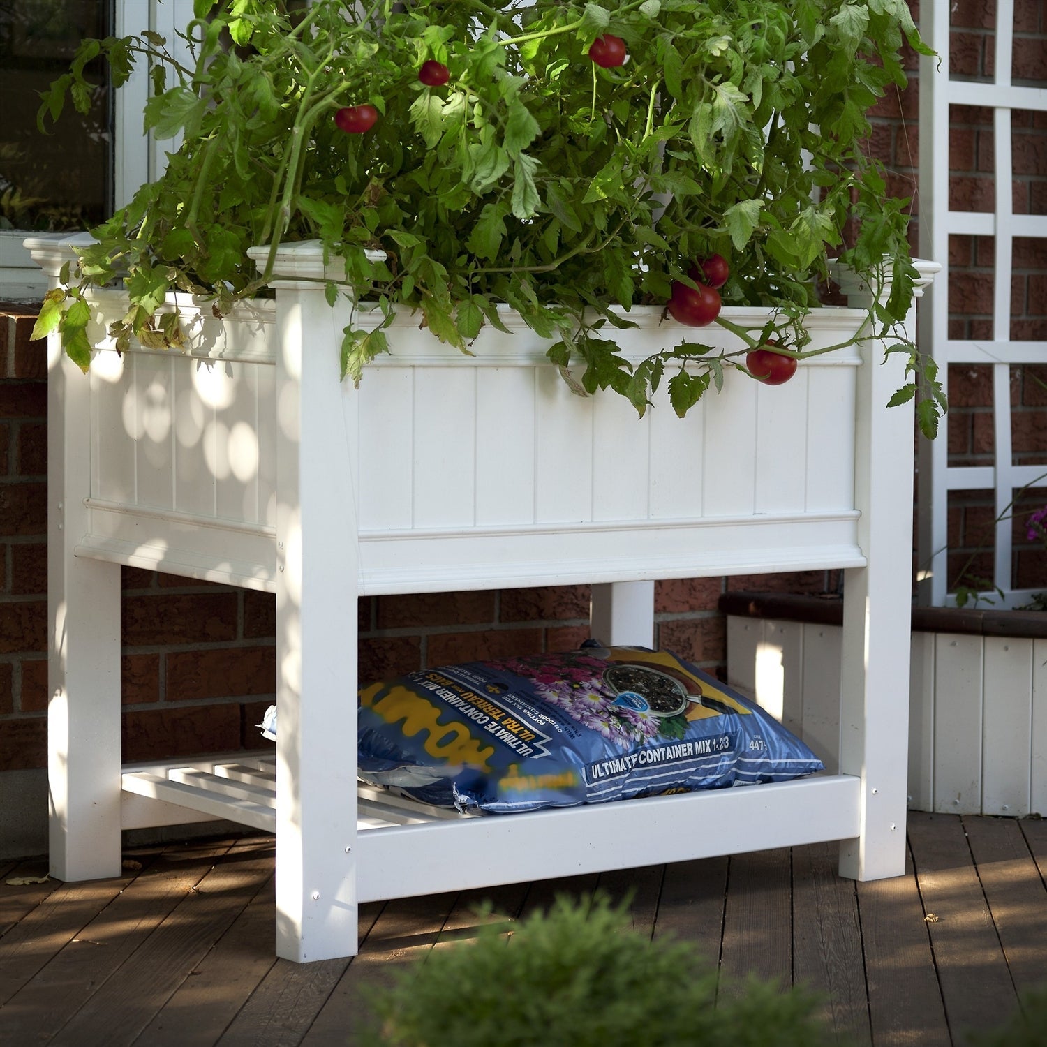 Elevated Planter Raised Grow Bed in White Vinyl FastFurnishings