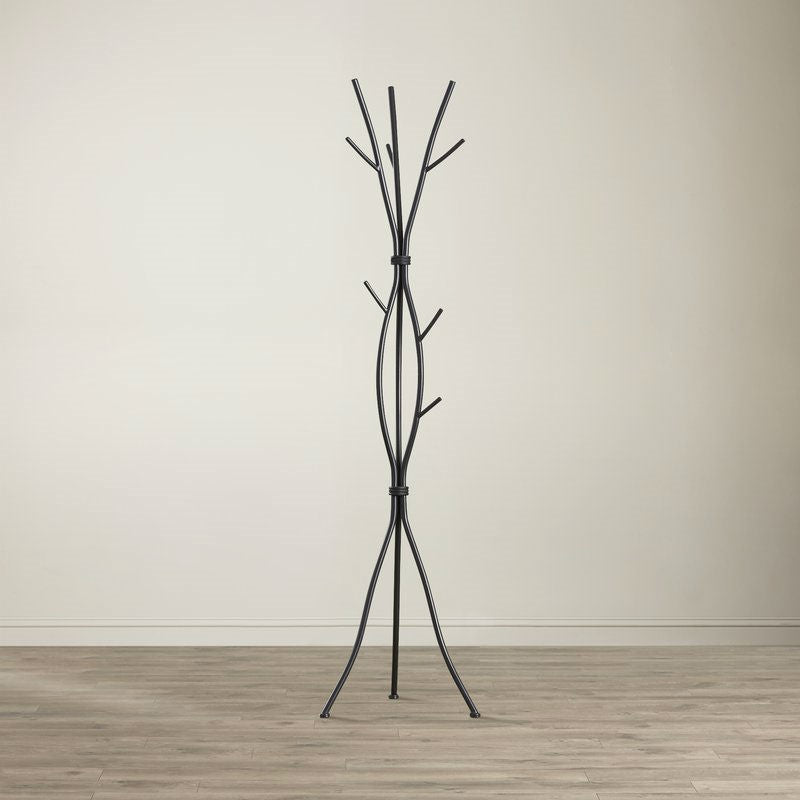 Metal Tree Branch Style Coat Rack with Multiple Hooks in Black FastFurnishings