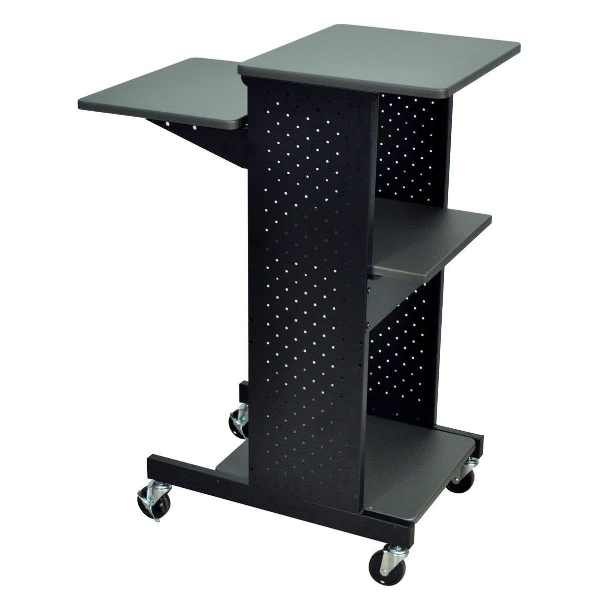 Dark Grey Metal Multifunction Mobile Stand-Up Computer Desk Workstation FastFurnishings