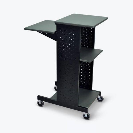 Dark Grey Metal Multifunction Mobile Stand-Up Computer Desk Workstation FastFurnishings