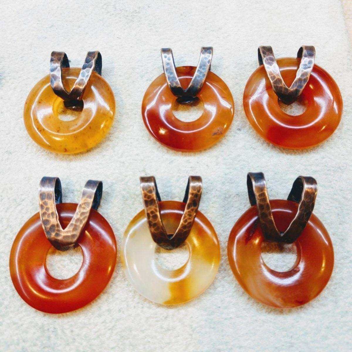 Carnelian Gemstone Donut Copper Chain Necklace Alexa Martha Designs