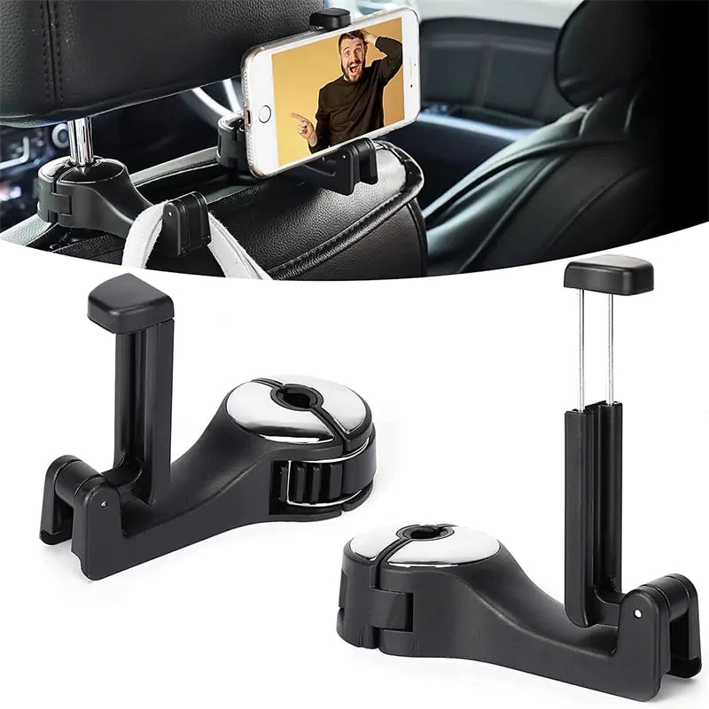 2-in-1 Car Headrest Hook & Phone Holder
