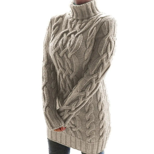 Turtleneck Twist Knitted Sweater Dress