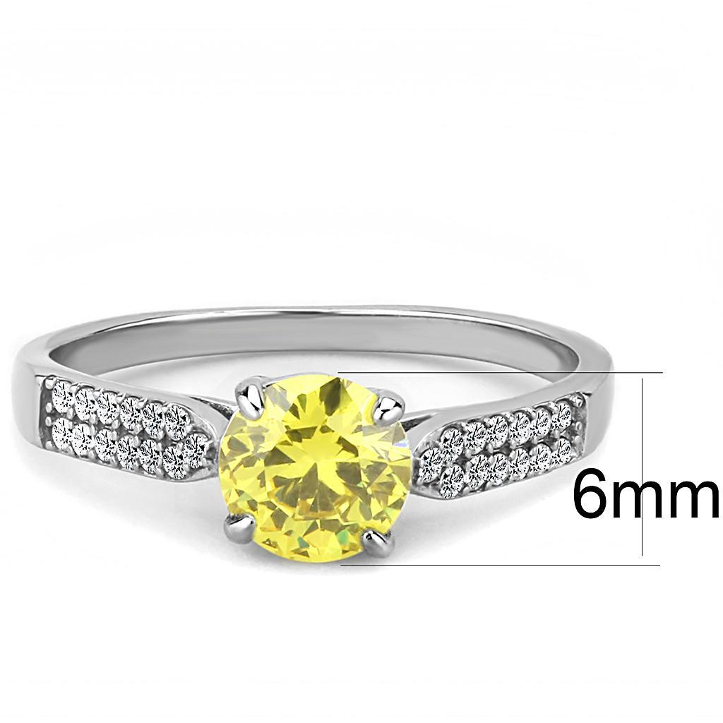 DA021 - High polished (no plating) Stainless Steel Ring with AAA Grade CZ  in Topaz-1