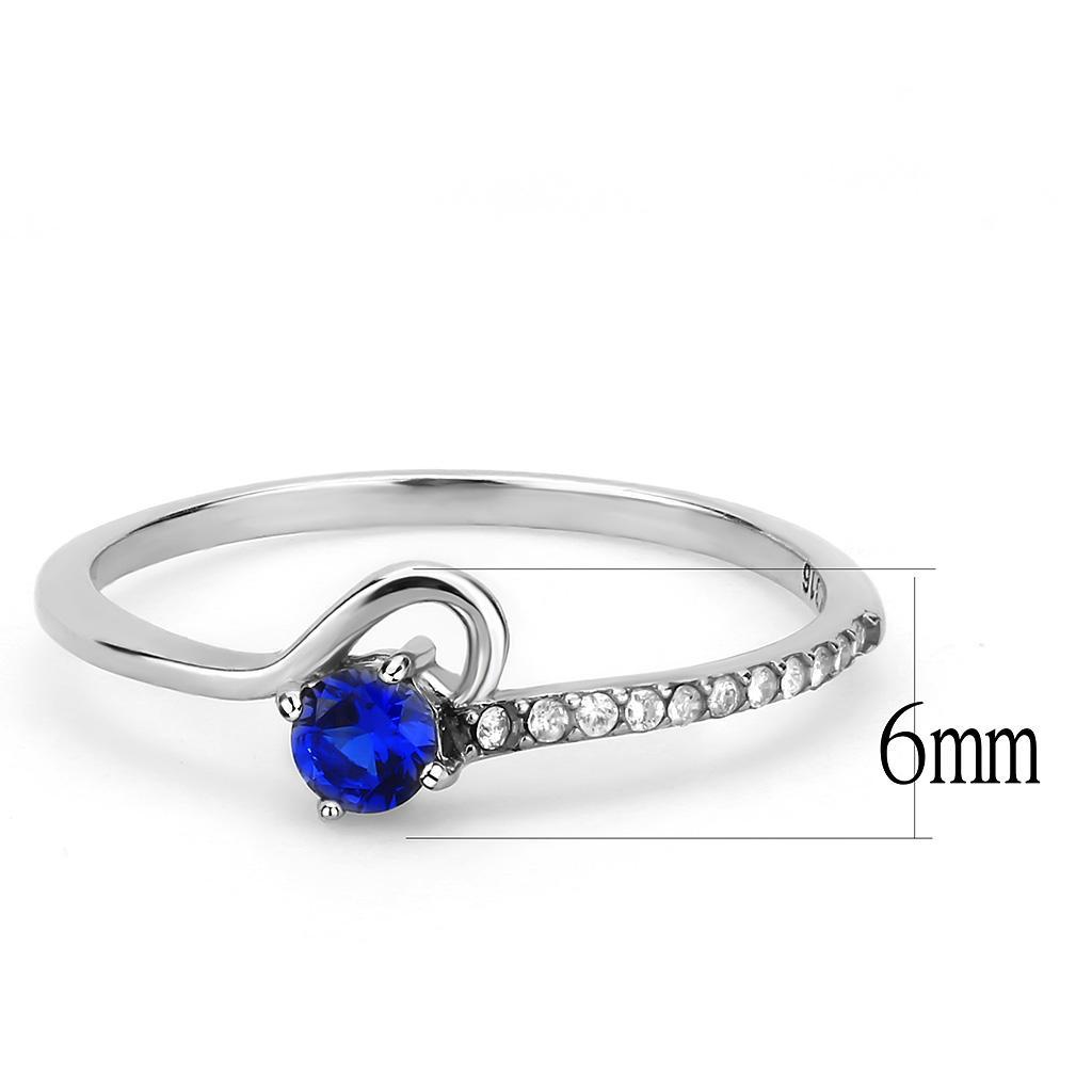 DA114 - High polished (no plating) Stainless Steel Ring with AAA Grade CZ  in London Blue Alamode
