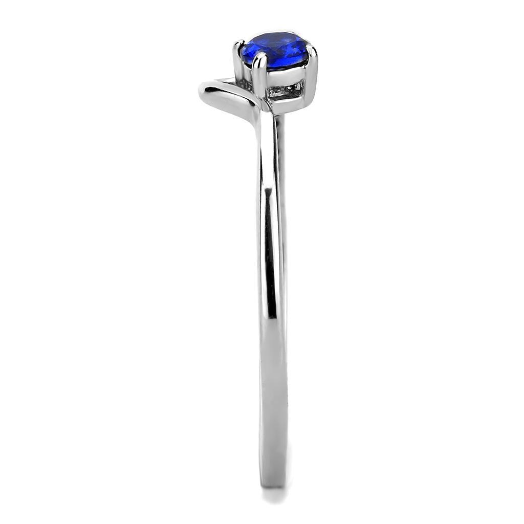 DA114 - High polished (no plating) Stainless Steel Ring with AAA Grade CZ  in London Blue Alamode