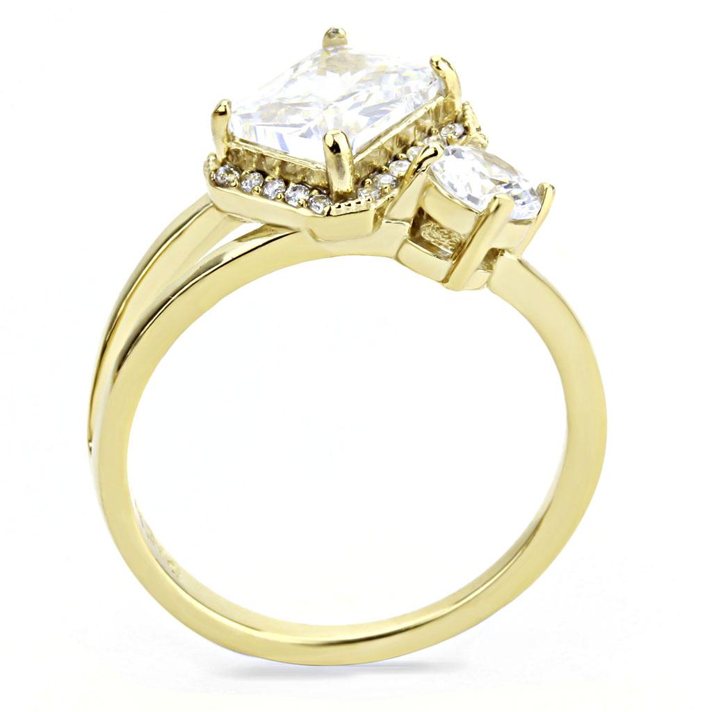 DA173 - IP Gold(Ion Plating) Stainless Steel Ring with AAA Grade CZ  in Clear Alamode