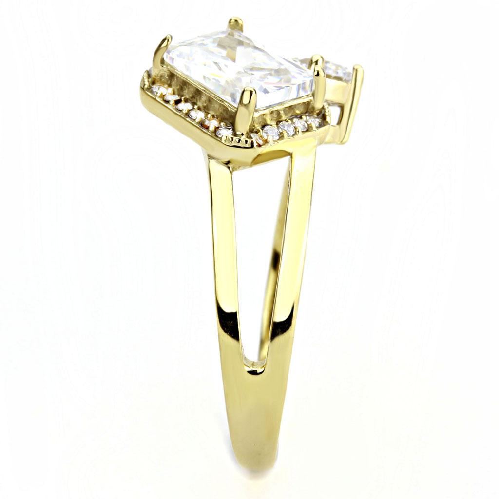 DA173 - IP Gold(Ion Plating) Stainless Steel Ring with AAA Grade CZ  in Clear Alamode