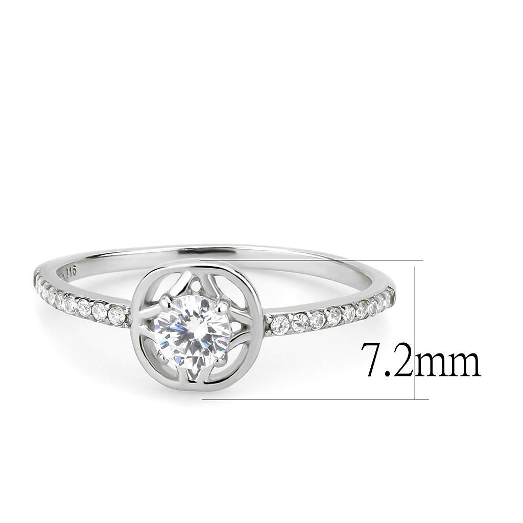 DA238 - High polished (no plating) Stainless Steel Ring with AAA Grade CZ  in Clear Alamode