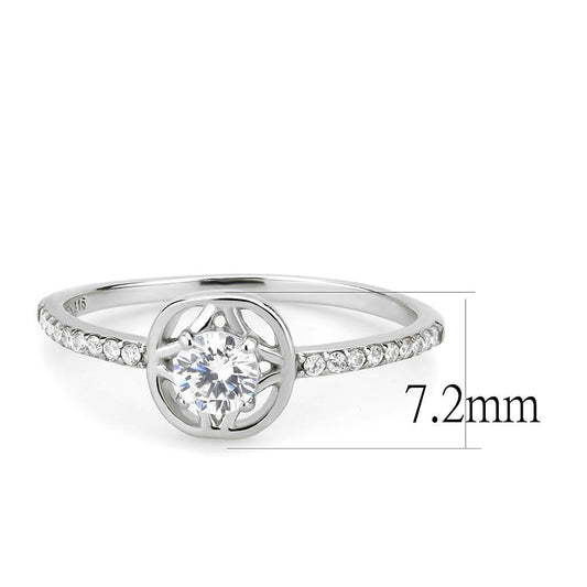 DA238 - High polished (no plating) Stainless Steel Ring with AAA Grade CZ  in Clear Alamode